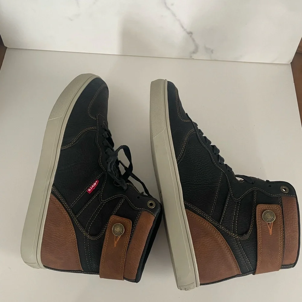 Levi's Men's Black and Tan Sneakers Jeffrey Hi 501 Core high-top sneakers sz 13